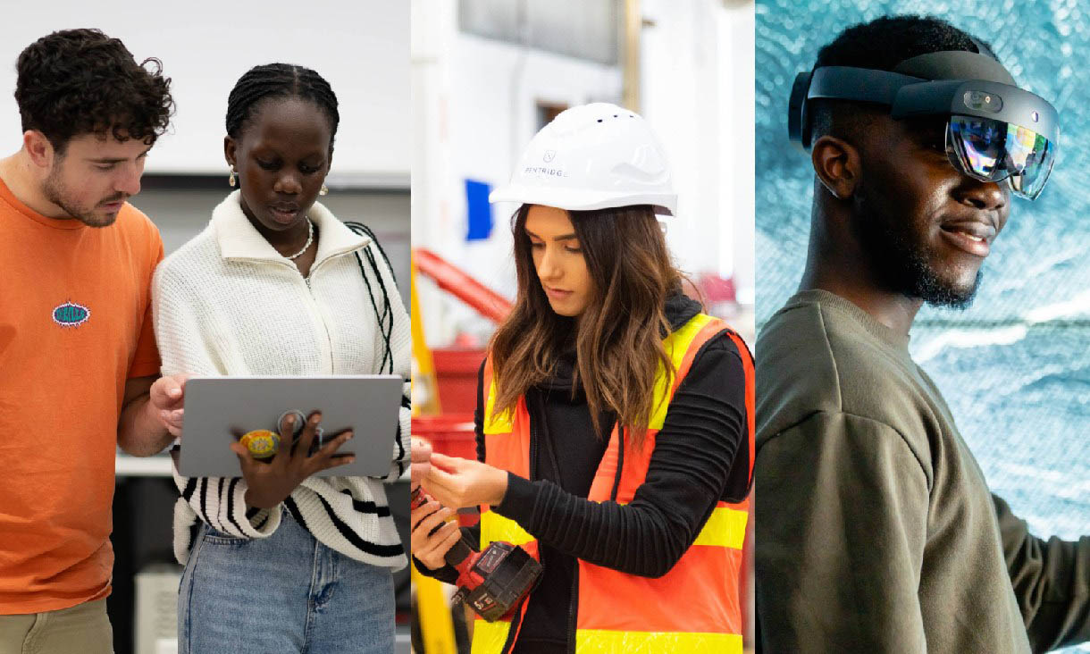 Diverse group of tech and trade students in RMIT class rooms